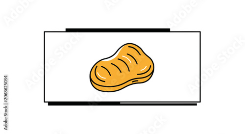 Golden Bread Loaf with Grill Marks on White Background
