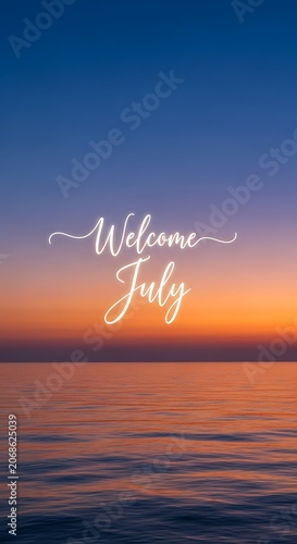 Welcome to July serene sunset beach horizon sky.
