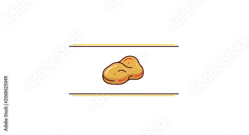 Golden chicken nugget isolated on white background, simple food illustration