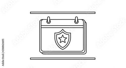 Calendar with Shield and Star Icon: Security, Protection, Event Planning, and Reliability Concept