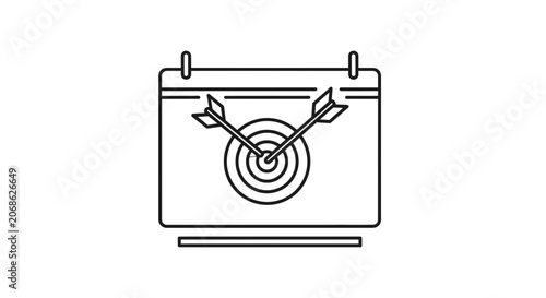 Calendar with Target and Arrows Icon: Business Goal Achievement and Planning Concept