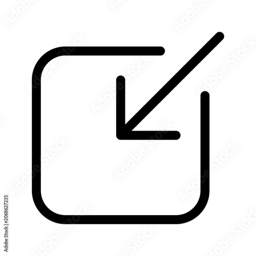 A graphic icon depicting a shrink action with an arrow pointing downwards and to the left.