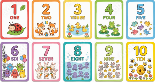 Cute number flashcards collection