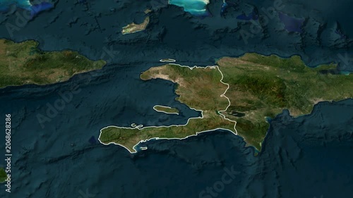 3D animated map of Haiti with Flag and borders