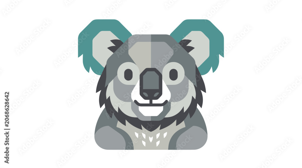 Fototapeta premium Cute Flat Koala Illustration, Australian Wildlife Character, Vector Art