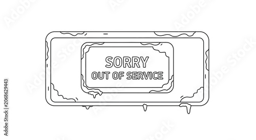 Sorry Out of Service Sign, Broken Machine, Vintage Style