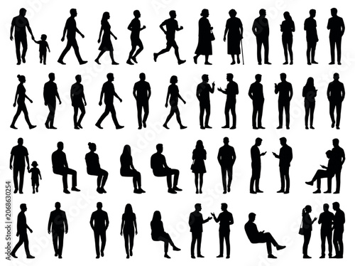 Fotografía Collection of Human Silhouette Vectors for Architectural CAD Projects and Urban