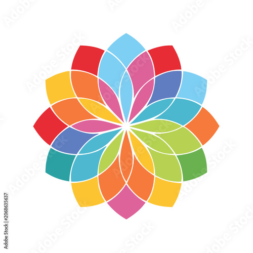 Colorful Radial Lotus Flower Vector Design