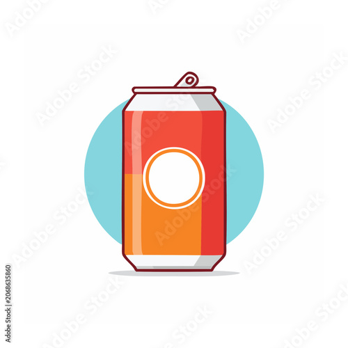 Flat design soda can icon on cyan background