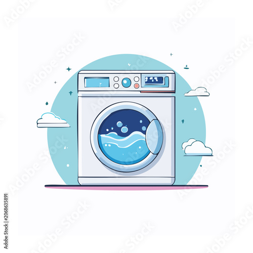 Flat Design Washing Machine Illustration