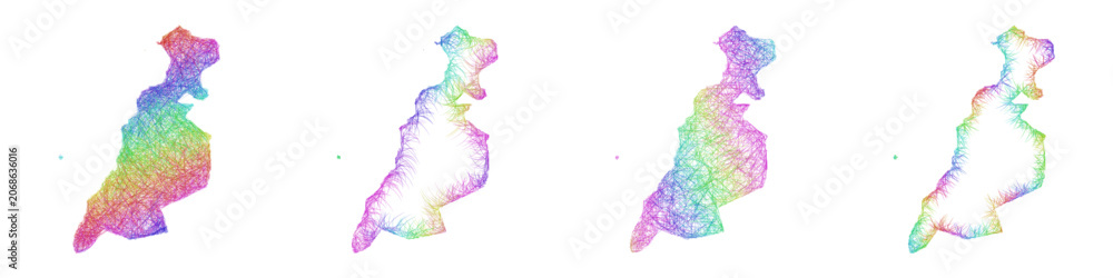 Fototapeta premium Colorful sketch South Ayrshire map design set