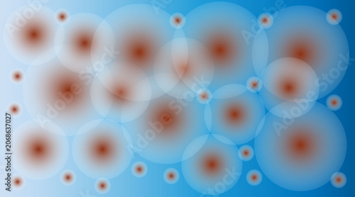 Tableau sur toile Abstract blue bokeh background with soft glowing circles, ethereal light orbs on