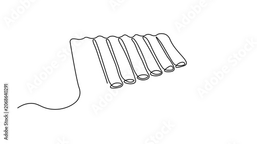 xylophone with mallets, Self drawing animation one continuous line draw, logo on white background