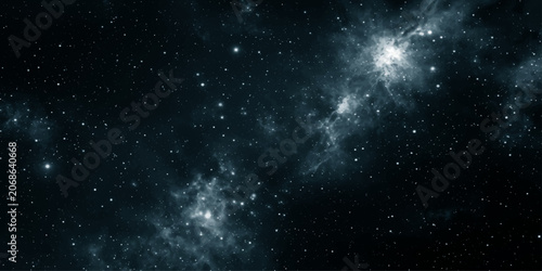 Schilderij op canvas Vast expanse of deep space, with twinkling stars and ethereal nebulae casting a serene and mysterious glow