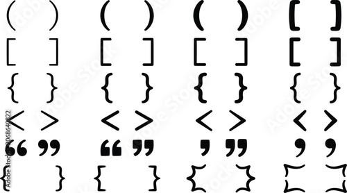 Tableau sur toile Black Punctuation Mark Bracket Vector Set with Parentheses Curly Braces Square B
