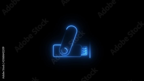 Animated pen drive black line icon. USB flash drive motion graphic. Data storage, backup, transfer device. icon animation representing portable data storage and technology..