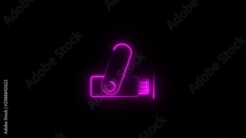Animated pen drive black line icon. USB flash drive motion graphic. Data storage, backup, transfer device. icon animation representing portable data storage and technology..