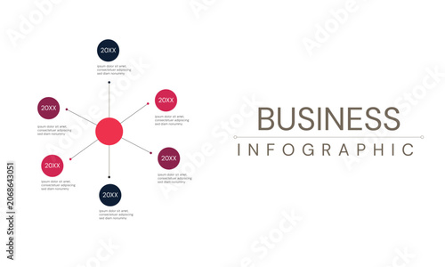 Minimalist Business Infographic Timeline with Five Circular Data Points