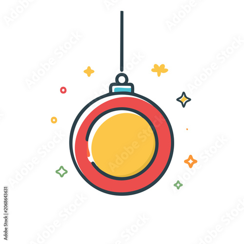 Flat Christmas Ornament with Decorative Stars