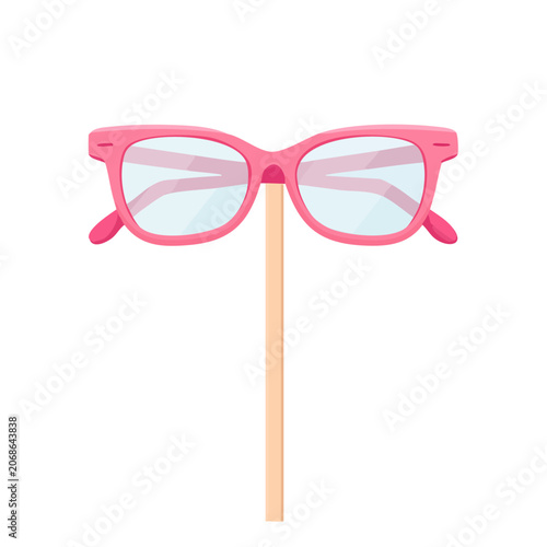 Pink glasses on stick vector illustration