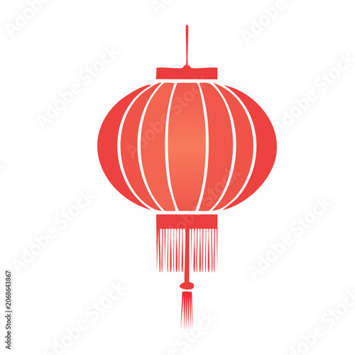 Red Paper Lantern with Tassel Illustration
