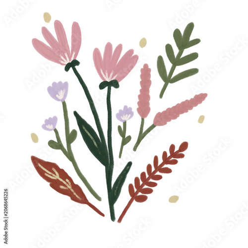 Hand Drawn Botanical Bouquet PNG for Printable Projects, Wall Art, Calendars and Planners 