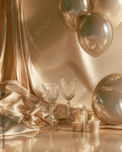 Elegant luxury birthday celebration with soft golden tones and refined decorations
