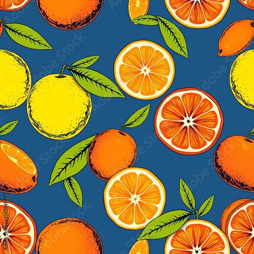 Citrus fruits seamless pattern hand drawn vector fruit illustration engraved style vintage citrus background, Green, Orange Peel