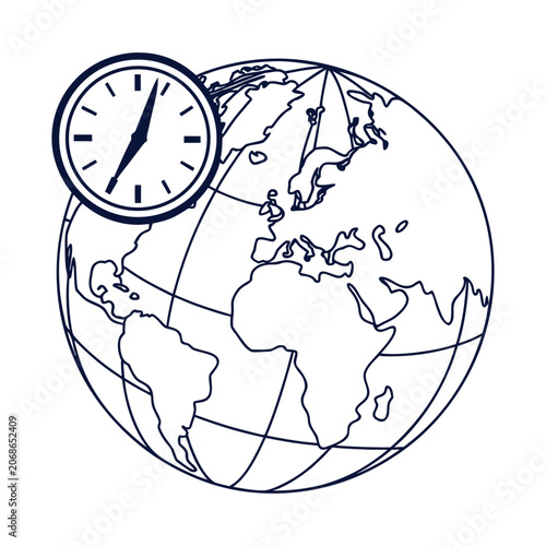 Global Time Zone Icon – World Clock Schedule Vector
