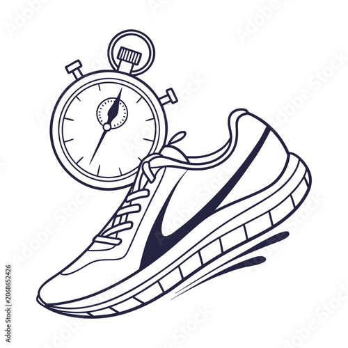 Running Shoe Time Icon – Fitness Training Timer Vector