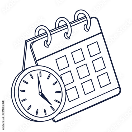 Calendar Clock Line Icon – Schedule Reminder Vector
