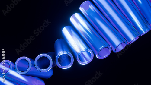 Glass Tubes Abstract Blue Purple Dispersion Light 3D Render