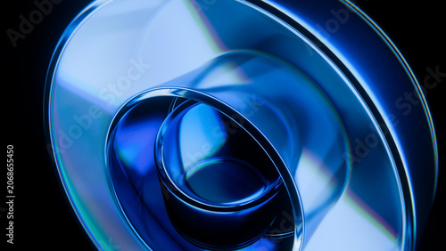 Abstract Glass Form Dispersion Blue Swirl 3D Render