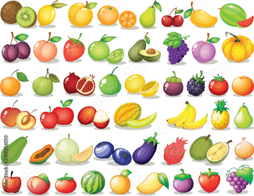 Large collection of fresh fruits and veggies.