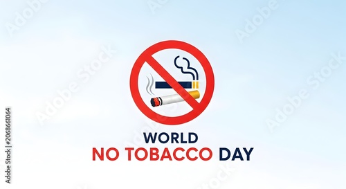 No smoking symbol with no tobacco day text on light blue background
