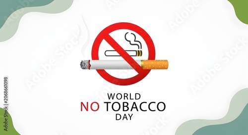 No tobacco day with red prohibition symbol and cigarette