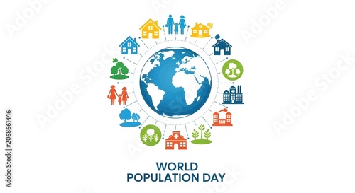 Population day concept with globe and community earth