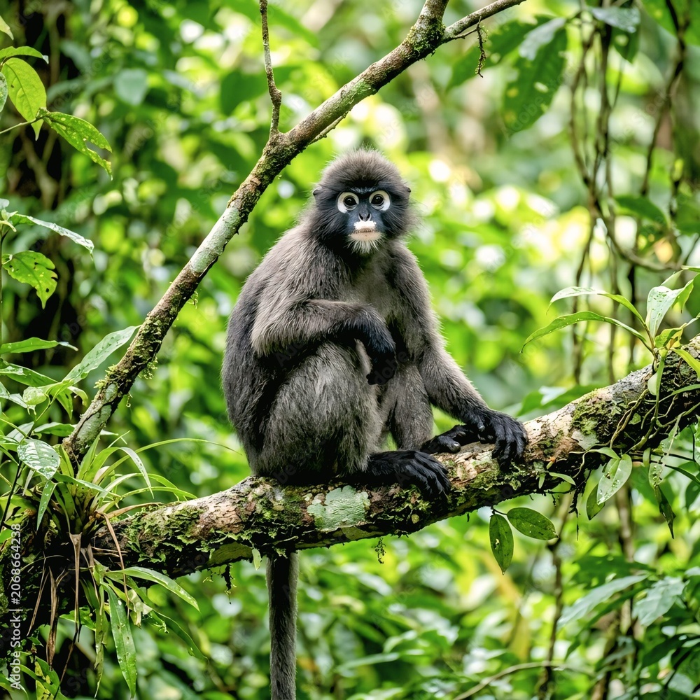 Fototapeta premium Phayre’s Leaf Monkey in Tropical Forest 