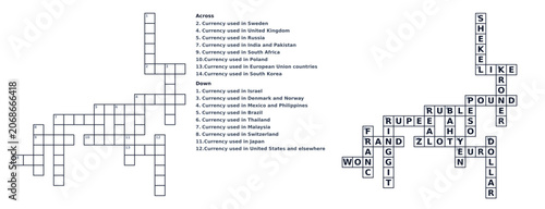 Crossword puzzle with clues and answers for entertainment  