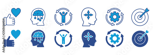 Konstfotografi competence icon pack dual tone collection set skills and knowledge vector illustration