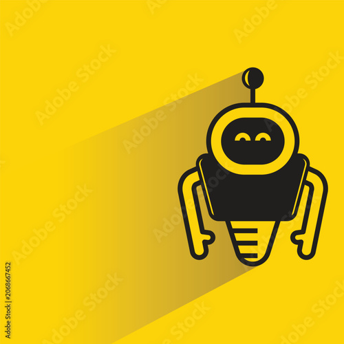 Принти на полотні droid robot with shadow on yellow background