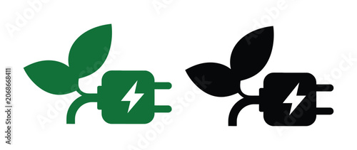 Plug icon vector electrical power cord green plant design