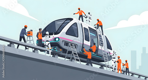 Artificial intelligence and humans collaborating on train maintenance