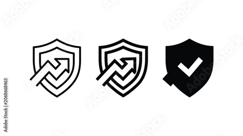 Shield icon vector set growth protection business safety