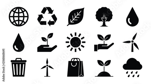 Icon vector collection ecology symbols for green energy