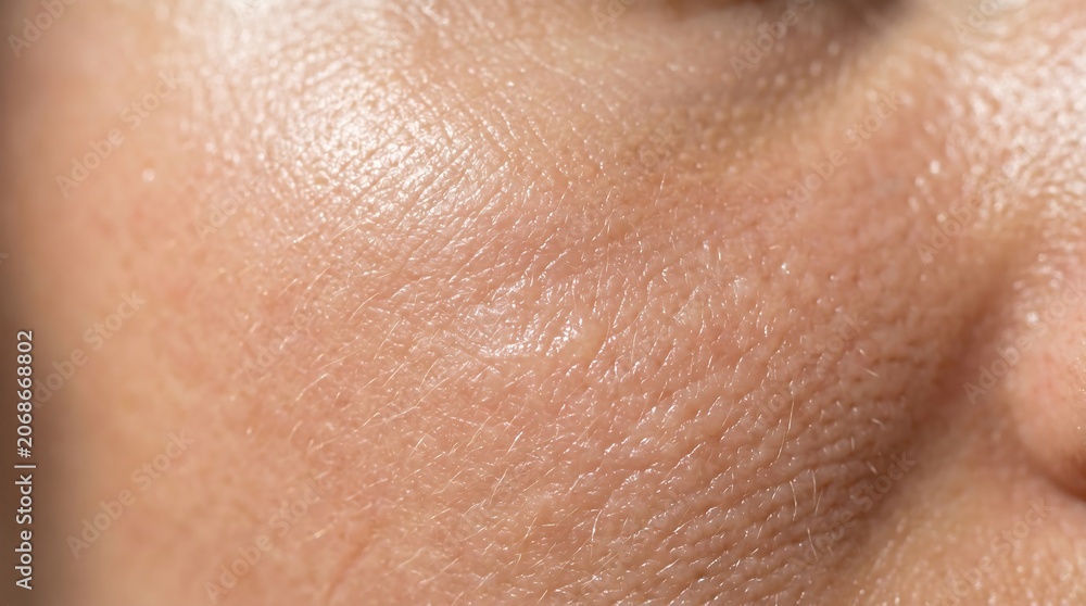 Fototapeta premium Close-up of human cheek with skin texture