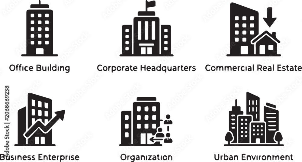 Obraz premium office building icons
