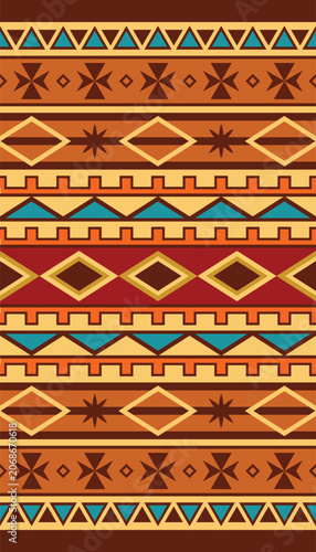 folk pattern traditional art ethnic textile digital print brown background illustration design