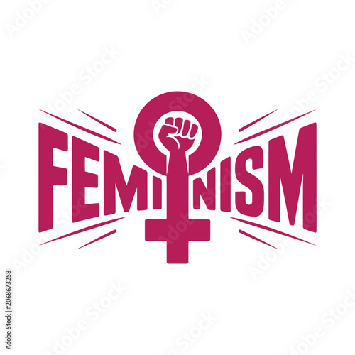 Feminism protest typography symbol with raised fist feminism equality