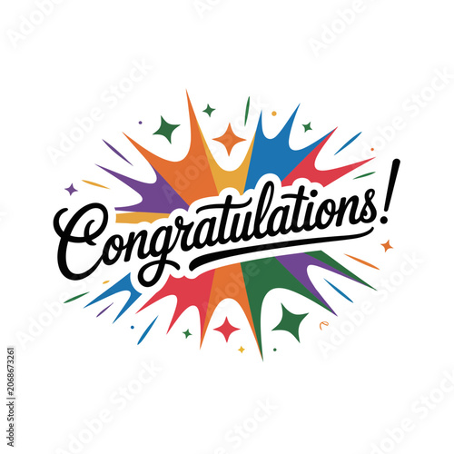 Congratulations colorful celebration typography graphic with typography